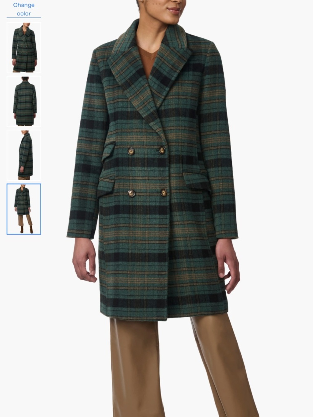 Bernardo Plaid Double Breasted Coat, size L